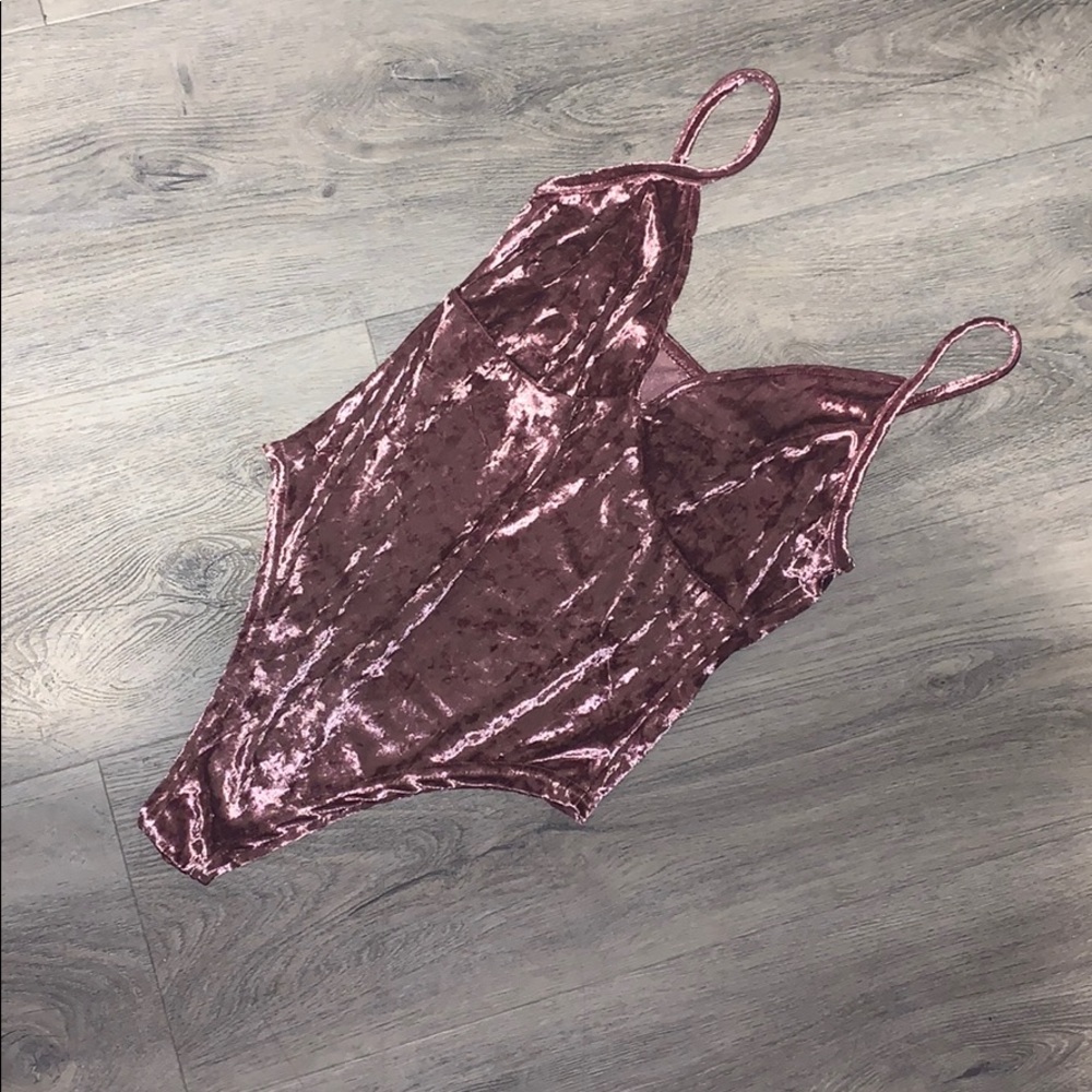 Pink velvet bodysuit